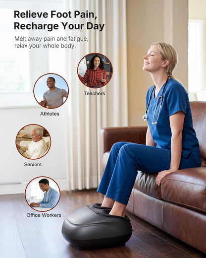 KNQZE Shiatsu Foot Massager with Heat, Compression, Deep Kneading Foot Massage for Plantar Fasciitis Relief, Remote Control, Multi Massage Modes, Auto Shut-Off Timer, FSA Eligible, Gifts for Women Men