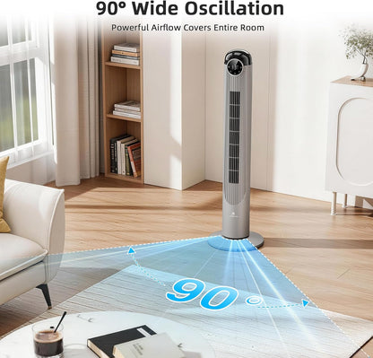 Antarctic Star T36 Tower Fan-36 Inch, Bladeless Oscillating Fan with Remote, 6 Speeds & 4 Modes, LED Display, 9H Timer, Quiet Floor Standing Fan for Bedroom Living Room Office, Pink