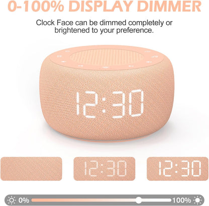 Buffbee Alarm Clock with Sound Machine for Bedrooms – 2-in-1 White Noise Machine for Sleep, Gentle Wake-Up with Soft Alarm Sounds, Ambient Night Light, Plug-in, Sleep Better, Wake Gently