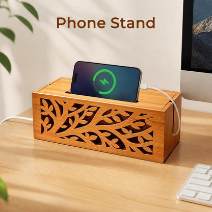 Wood Cable Management Box, Cord Organizer & Decorative Power Strip Cover