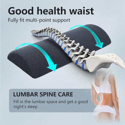 Cozyhealth - 3.15"H*23.6"L - Soft Lumbar Pillow for Sleeping, Memory Foam Back Lumbar Support Cushion for Lower Back Pain Relief Bed Waist Sleep Support Pillow for Side, Back Sleepers (White, Large)