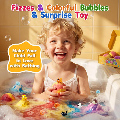 Bath Bombs for Kids with Surprise Toys Inside, 12 Pack Natural Bubble Bath Fizzy Gift Set for Girls Boys Organic,Kids Safe Halloween Birthday Christmas and Party Favor Stocking Stuffers