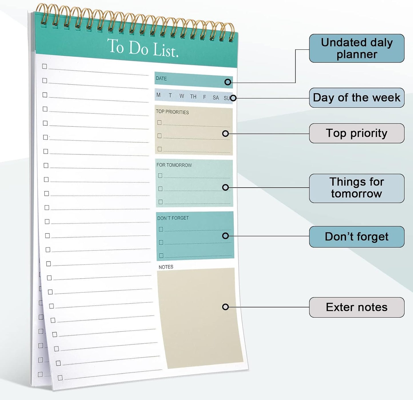 Thenshop 6 Pack To Do List Notepad Daily to Do List Note Notebook 52 Sheets