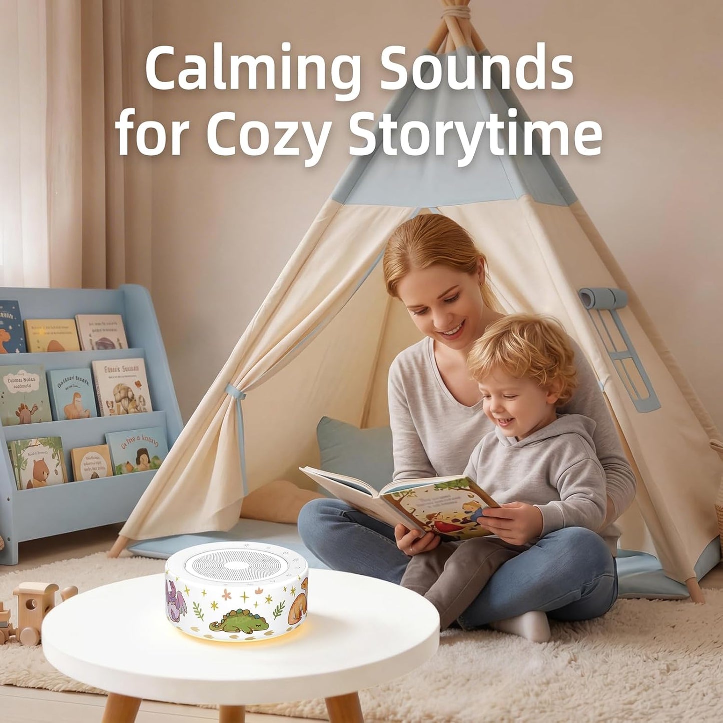 Kipcush White Noise Machine for Baby & Adults, 30 Soothing Sounds, Soft Non-Glare Nursery Lamp, 8 Color Night Lights, Memory Function (Angel V1 White, Standard)