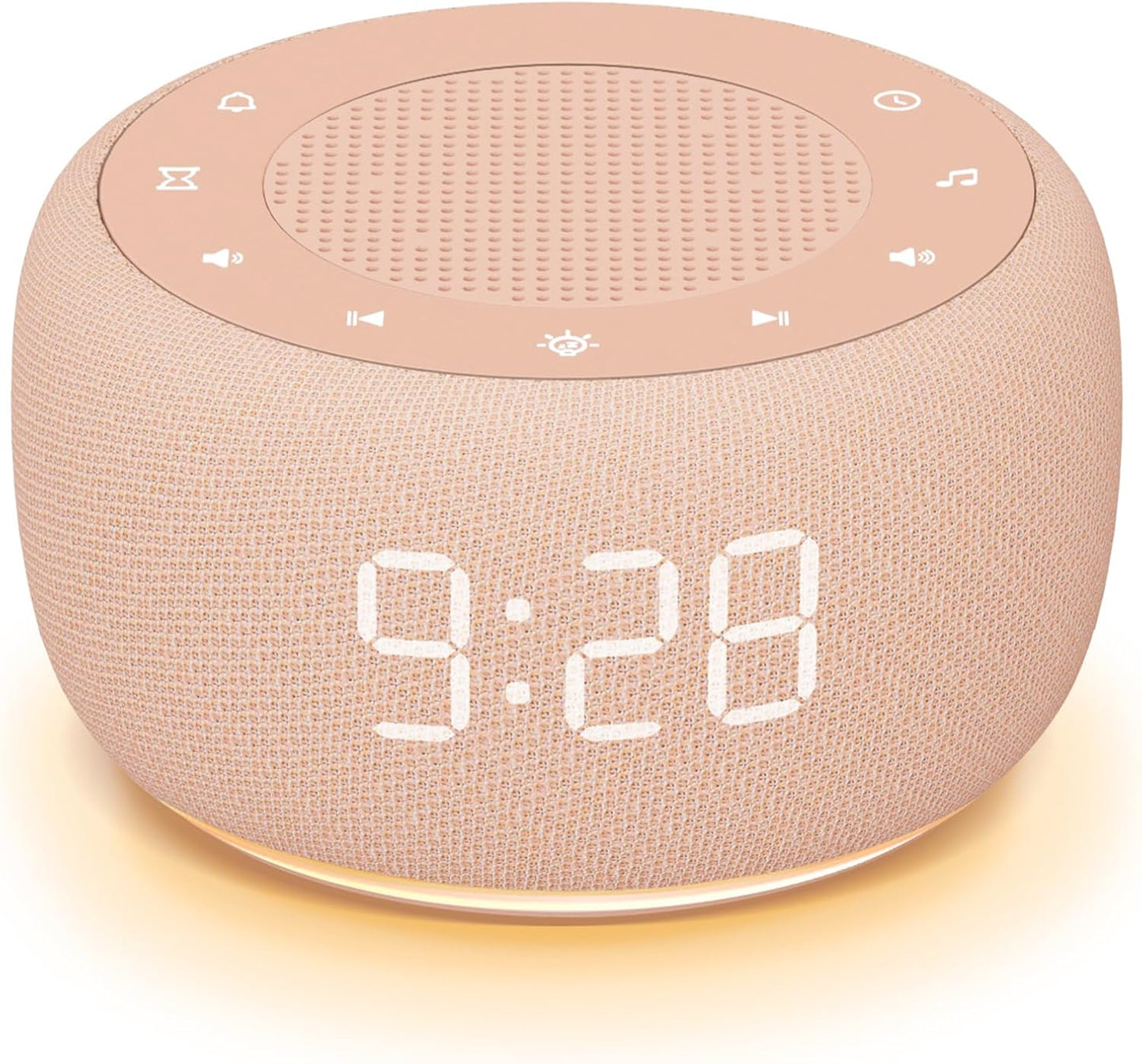 Buffbee Alarm Clock with Sound Machine for Bedrooms – 2-in-1 White Noise Machine for Sleep, Gentle Wake-Up with Soft Alarm Sounds, Ambient Night Light, Plug-in, Sleep Better, Wake Gently