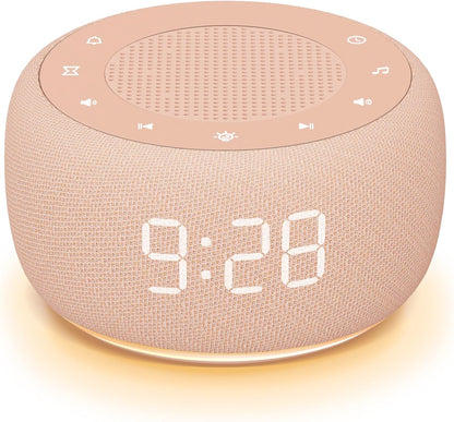 Buffbee Alarm Clock with Sound Machine for Bedrooms – 2-in-1 White Noise Machine for Sleep, Gentle Wake-Up with Soft Alarm Sounds, Ambient Night Light, Plug-in, Sleep Better, Wake Gently