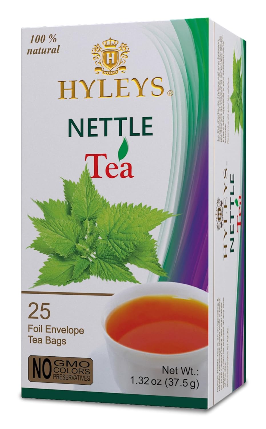Hyleys Natural Wellness Nettle Leaves Black Tea, Ceylon Blend, 25 Tea Bags