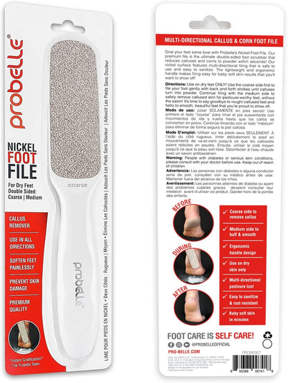 Probelle Double Sided Multidirectional Nickel Foot File Callus Remover - Immediately Reduces calluses and Corns to Powder for Instant Results, Safe Tool (Dark Grey)