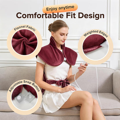 Electric Heating Pad for Neck Back Shoulder Pain Relief, 25"x37" Large Full Body Weighted Heated Pad for Menstrual Cramps - 5 Heat Levels/Snug Fit, Birthday Gifts for Women Men Mom Dad Elders