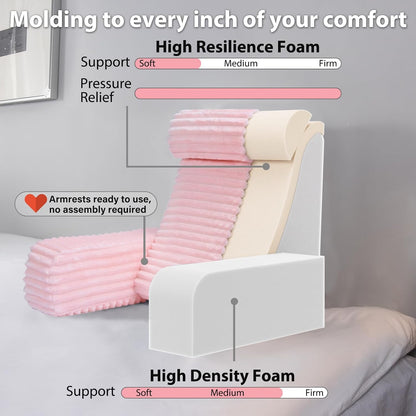 ENITYA 22" XL Back Pillow for Bed Sitting Up, Reading Pillow with Armrests & Big Pockets, Soft Back Support Chair, Ideal for Watching TV, Gaming, Nursing, Resting, Post Surgery, Dark Grey