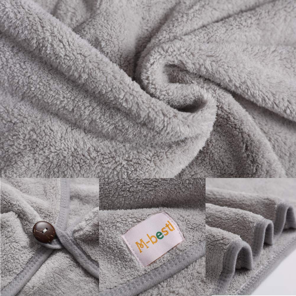 M-bestl 2 Pack Microfiber Hair Towel Wrap,Hair Drying Towel with Button,Quick Dry Hair Towel Turban for Women,Absorbent Anti-frizz Head Towel for Long Thick Curly Hair(Pink&Beige)