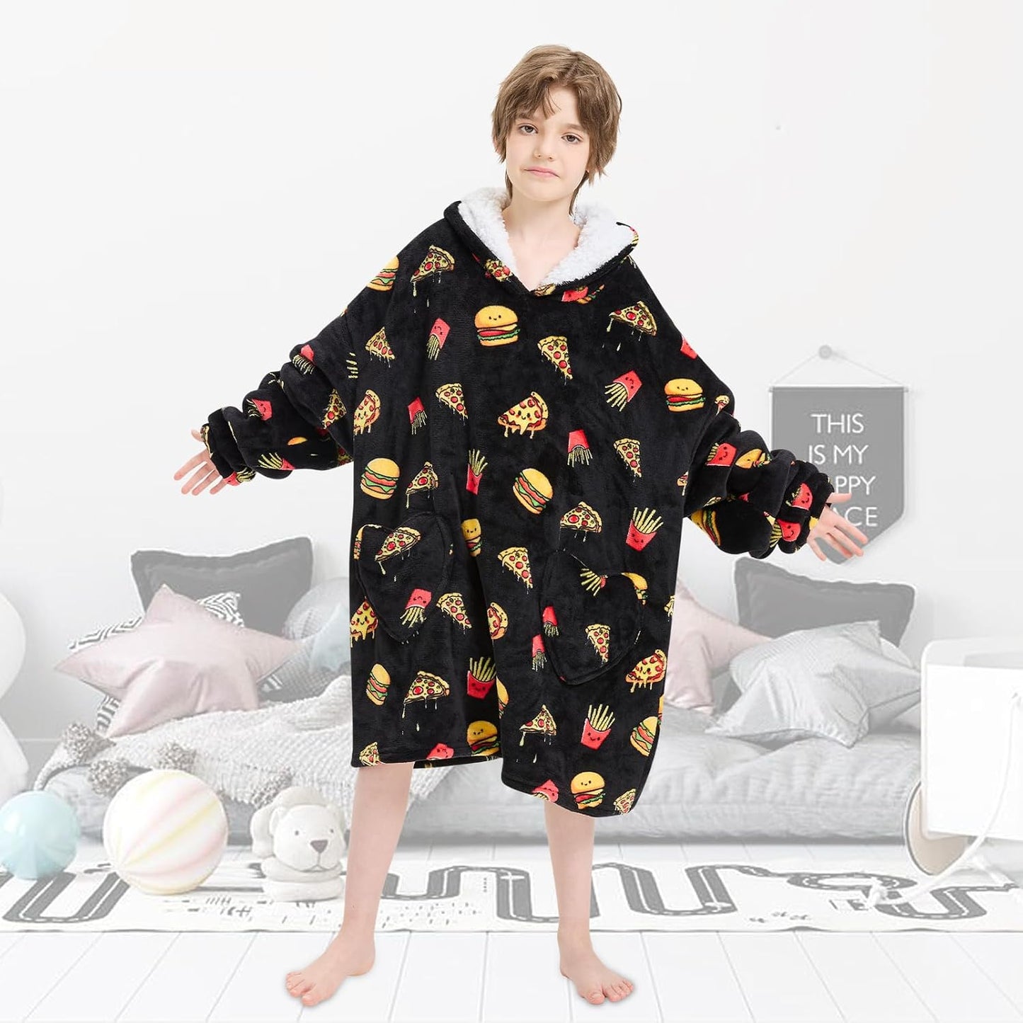 Fiosnow Glow in the Dark Unicorn Blanket Hoodies for Kids 6-13YR Oversize Wearable Blanket Hoodies for Boys Girls Teens