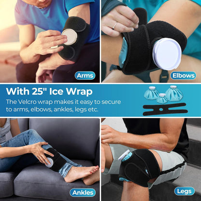 Ice Bags for Injuries Reusable: Ohuhu 3 Packs Ice Cold Packs with Wrap Ice Bag Hot Water Hot & Cold Therapy Pain Relief for Knee Leg Injury No-Leak Waterproof Ice Bags 3 Sizes 6"/9"/11", Blue