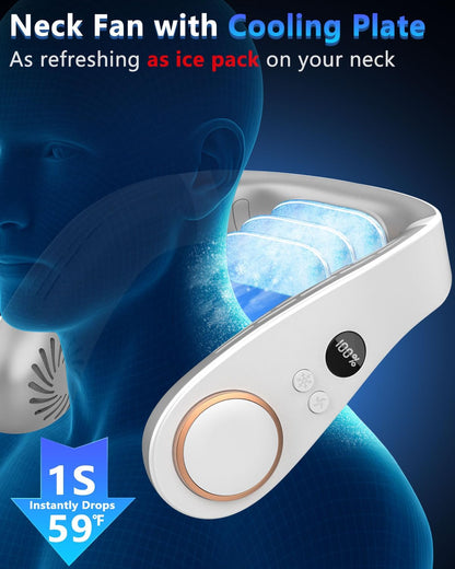 Neck Fan Air Conditioner,Neck Fans that Blow Cold Air,[3-19.5 Hours] Long Battery Life Neck Coolers for Extremely Hot Weather Flashes,Fanless Handsfree Hangs Fan Around Neck Headband Devices Green