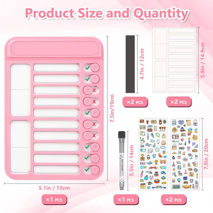 Audab Dry Erase Chore Chart for Kids, Magnetic Whiteboard Checklist Board, Chore Checklist Slider to Do List Board, Daily Routine Chart Schedule Board Task Tracker for Home Refrigerator, Wall, Desk