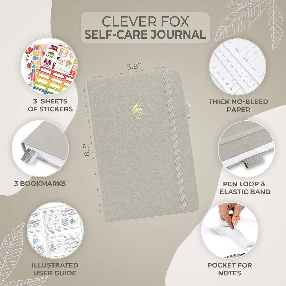 Clever Fox Self-Care Journal for Women, Daily Planner 5.8x8.3 Aquamarine