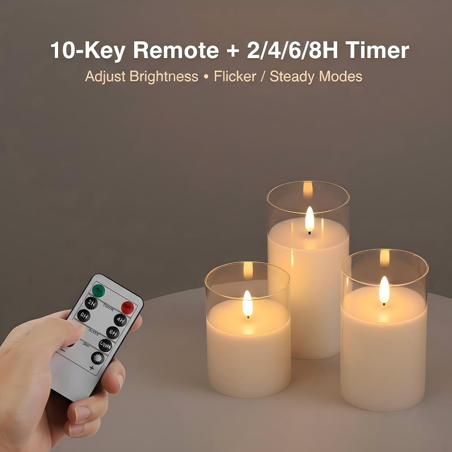 ANGELLOONG Flickering Flameless Candles, Realistic Battery Operated Candles with Remote and Timer, Set of 3 LED Candles for Fall Room Home Wedding Decor Centerpieces Table Party Christmas Decorations