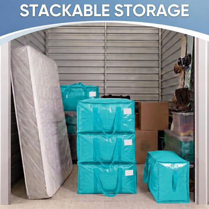 TICONN Extra Large Moving Bags Heavy Duty with Zippers & Carrying Handles, Durable Storage Bags Moving Boxes for Closet Organizers and Storage (Blue)