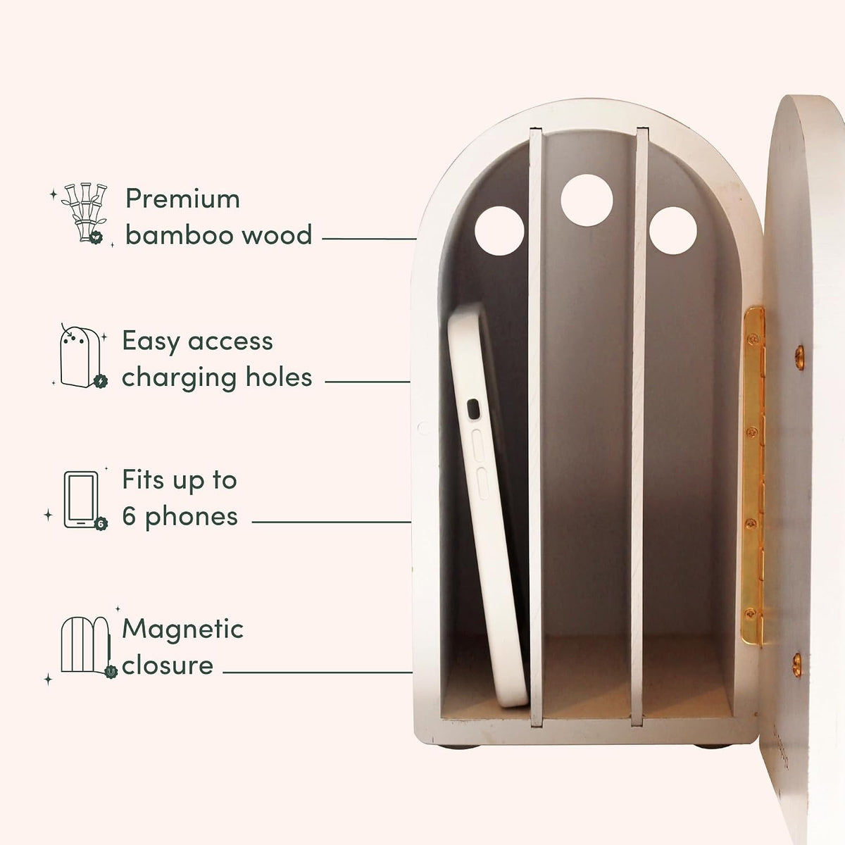 Papaya The Phone Box, Cell Phone Box for Family Time, Premium Bamboo Wood