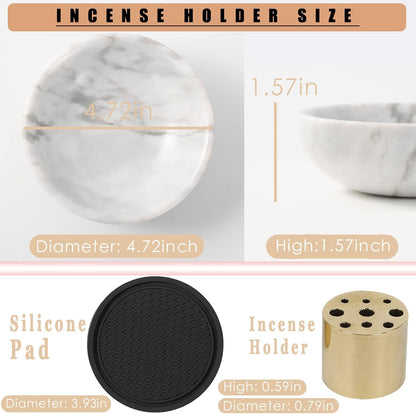 Incense Holder, Natural Marble Incense Holder for Sticks with 9 Incense Holes, Handmade Incense Stick Burner Ideal for Smudging, Decoration