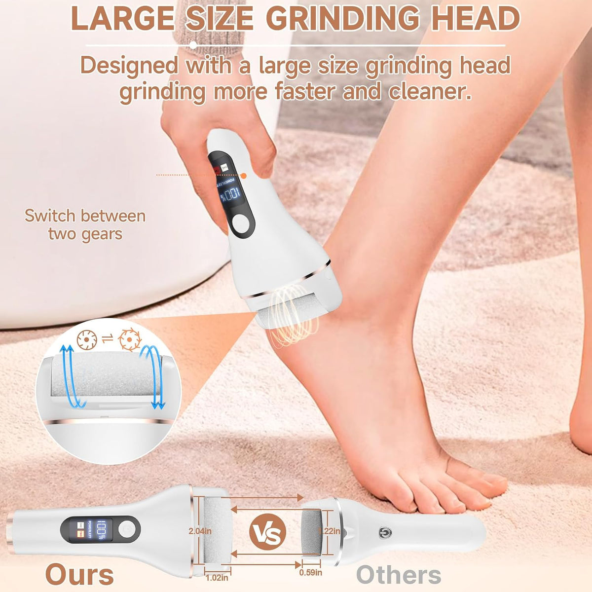 AdamPark Electric Callus Remover for Feet, Rechargeable Portable Electronic Foot Callus Remover 2-in-1 Wet/Dry Foot Scrubber Electric Toot File for Hard Cracked Dry Dead Skin（Pink）