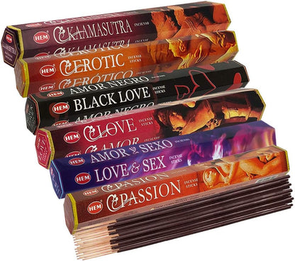 Hem Incense Sticks Variety Pack #23-120 Insence-Sticks (6 Incents x 20 Insense) + Incense Stick Holder with 6 Most Liked Scents Including Patchouli Dragons Blood White Sage Frankincense-Myrrh