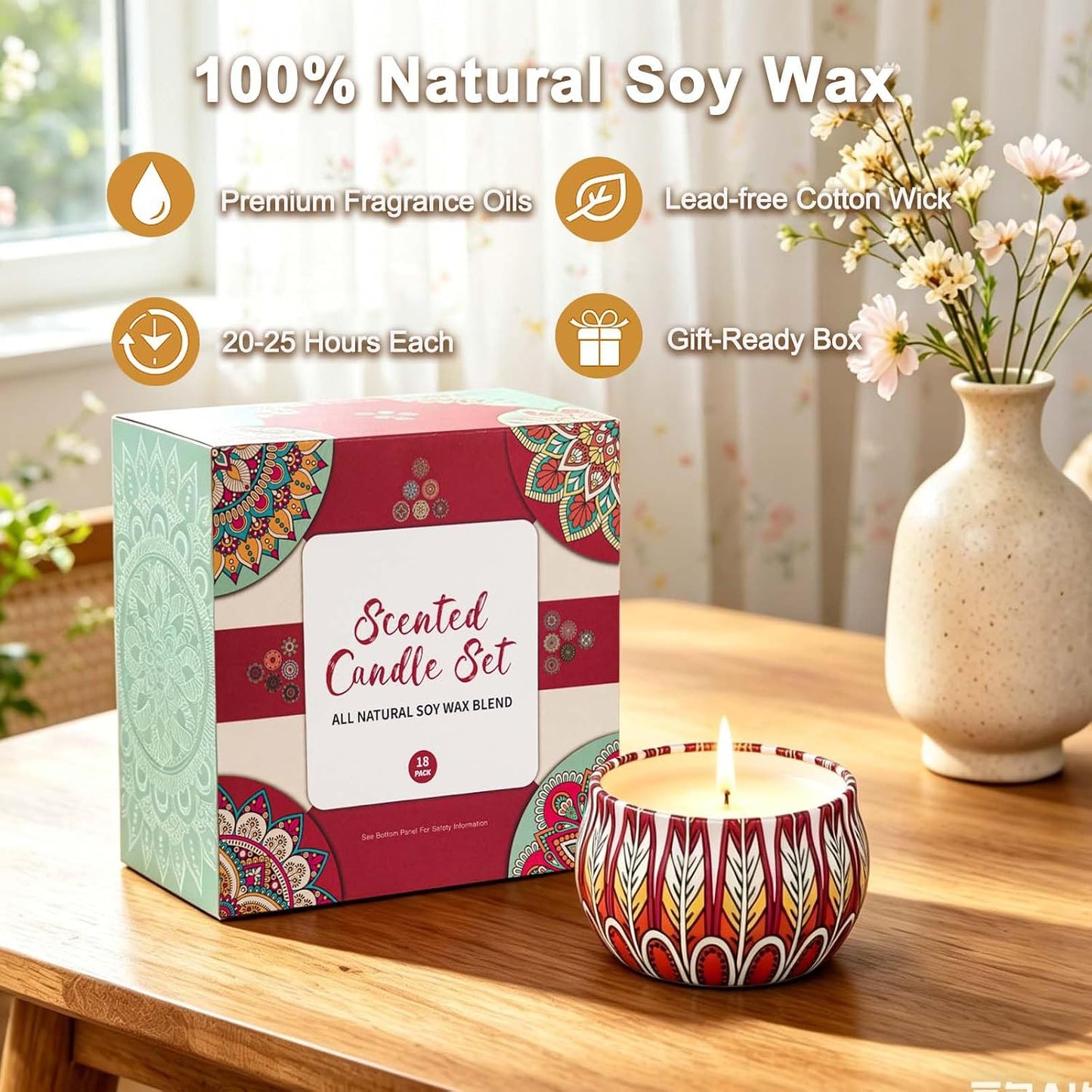 Scented Candles Gift Set, 12 Pack Soy Wax Candles for Home, 12 Scents, Aromatherapy Travel Tins with Gift Box for Women, Birthday, Housewarming, Relaxation