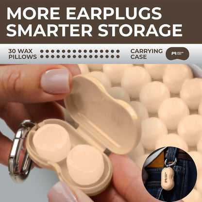 Peace&Quiet PQ Wax Ear Plugs for Sleeping - 30 Silicone Wax Earplugs for Sleeping and Swimming, Gel Ear Plugs for Noise Cancelling, Sound Blocking Level of 32 Db (30 Pillows), Color: White