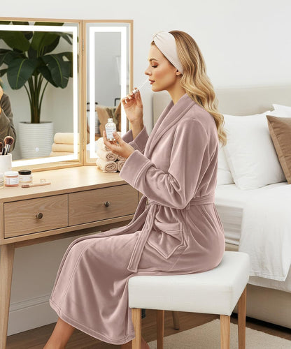 Premium Ultra Soft Robes for Women Plush Fleece Long Bathrobe