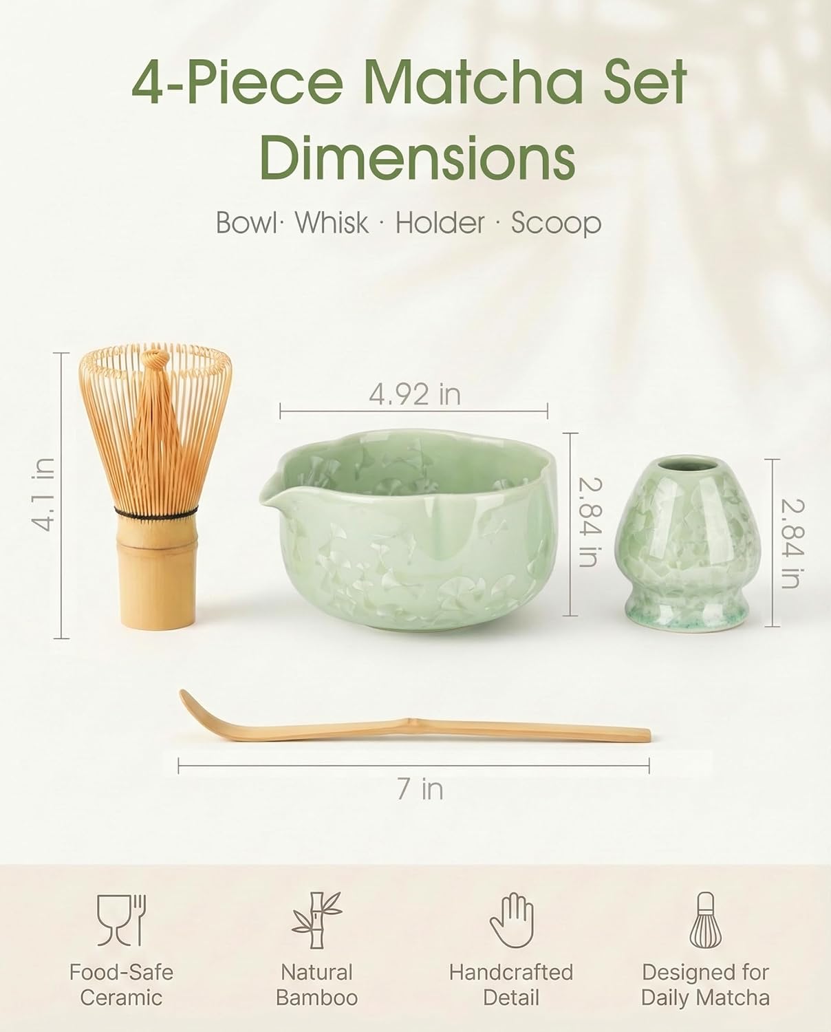 Matcha Whisk Set 7-Piece with Handmade Matcha Bowl & 100-Prong Purple Bamboo Whisk (Chasen), Complete Matcha Kit with Holder, Scoop & Rest, Bamboo Tea Mat, Gift-Ready Matcha Set