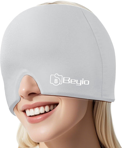 Migraine Relief Cap, All Around Gel Covered Reusable Headache Relief Cap, Black Migraine Cap for Headache Relief, Puffy Eyes