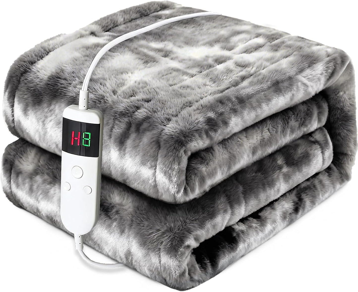 Heated Electric Blanket Throw 50''x60'' - Fast Tie-Dye Heating Blanket, Washable Heat Blanket 10 Heating Settings, 8h Timer Auto Off & Heated Protection, Soft Flannel & Sherpa Material