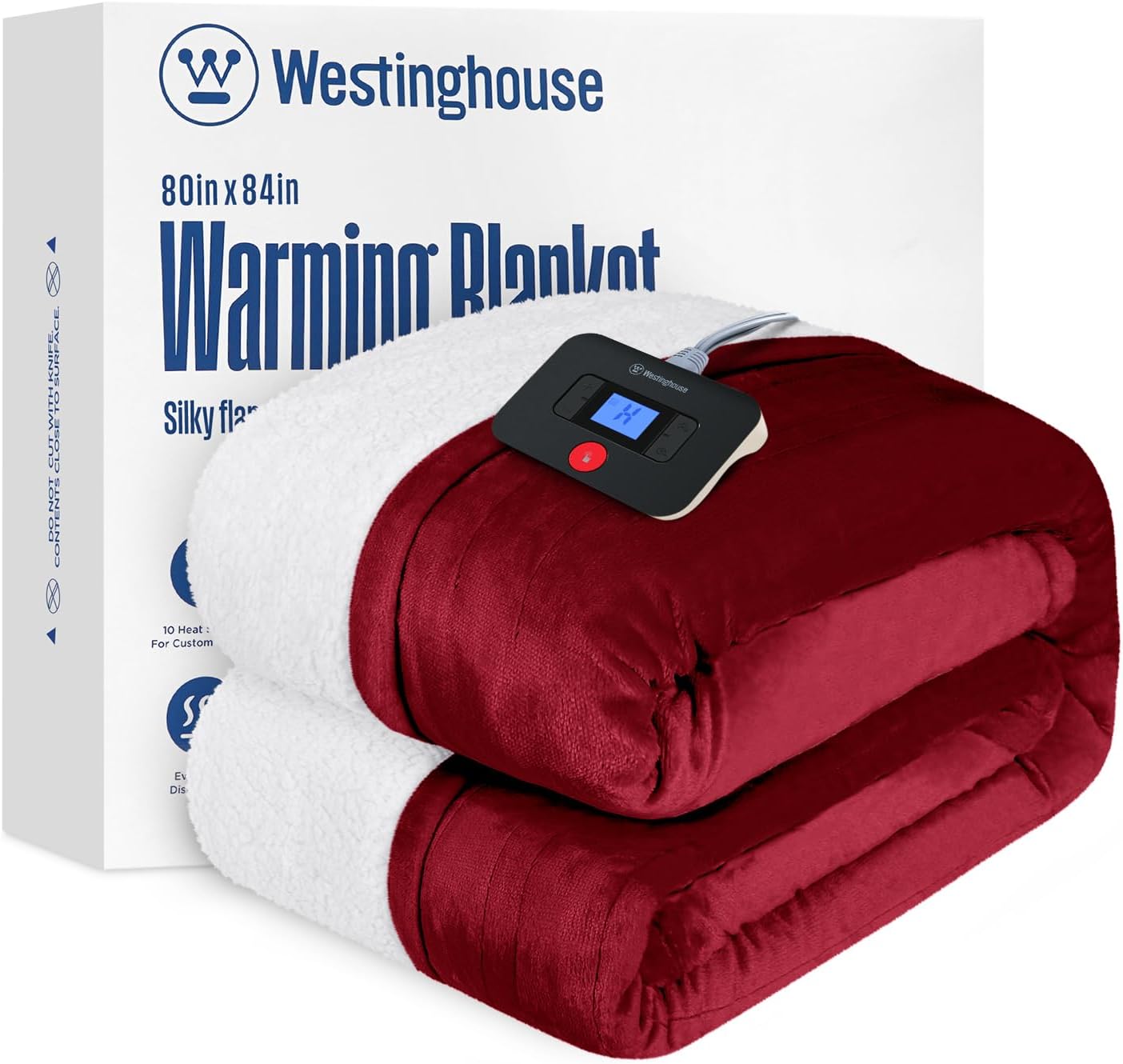 Westinghouse Heated Throw Blanket, Electric Blanket Throw with 6 Heating Levels and 2-10 Hours Time Settings, Flannel to Sherpa Super Cozy Heated Blanket Machine Washable, 50x60 inch, Charcoal