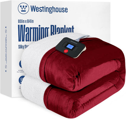 Westinghouse Heated Throw Blanket, Electric Blanket Throw with 6 Heating Levels and 2-10 Hours Time Settings, Flannel to Sherpa Super Cozy Heated Blanket Machine Washable, 50x60 inch, Charcoal