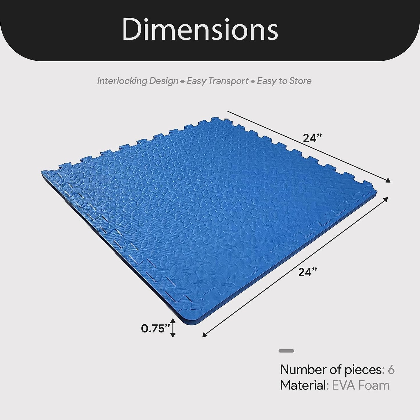 BalanceFrom Puzzle Exercise Mat 1/2" Thick, EVA Interlocking Foam Floor | Tiles for Home Gym, Mat for Home Workout Equipment, Floor Padding for Kids, Black, 24 in x 24 in x 1/2 in, 144 Sq Ft-36 Tiles