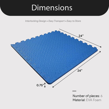 BalanceFrom Puzzle Exercise Mat 1/2" Thick, EVA Interlocking Foam Floor | Tiles for Home Gym, Mat for Home Workout Equipment, Floor Padding for Kids, Black, 24 in x 24 in x 1/2 in, 144 Sq Ft-36 Tiles