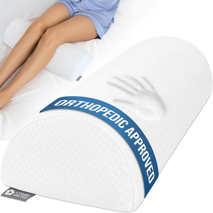 5 STARS UNITED Knee Pillow for Back Sleeping – Half Moon Bolster Pillow for Legs, Under Knee Pillow for Sleeping on Back, Memory Foam Leg Pillow for Back Pain, Gray