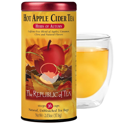 The Republic of Tea Hot Apple Cider Herbal Tea, Caffeine-Free, 36 Count