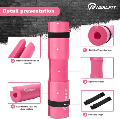 NEALFIT Barbell Pad Squat Pad for Squats—Squat Bar Pad—Great for Weightlifting,Lunges and Hip Thrusts—Foam Sponge Pad—Fit Standard and Olympic Bars Perfectly