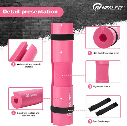 NEALFIT Barbell Pad Squat Pad for Squats—Squat Bar Pad—Great for Weightlifting,Lunges and Hip Thrusts—Foam Sponge Pad—Fit Standard and Olympic Bars Perfectly