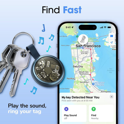 Apple Find My Wallet Tracker Card, Rechargeable Slim Bluetooth Wallet Finder for iPhone, Item Locator for Wallet, Keys, Passport & Luggage, iOS Only, Black