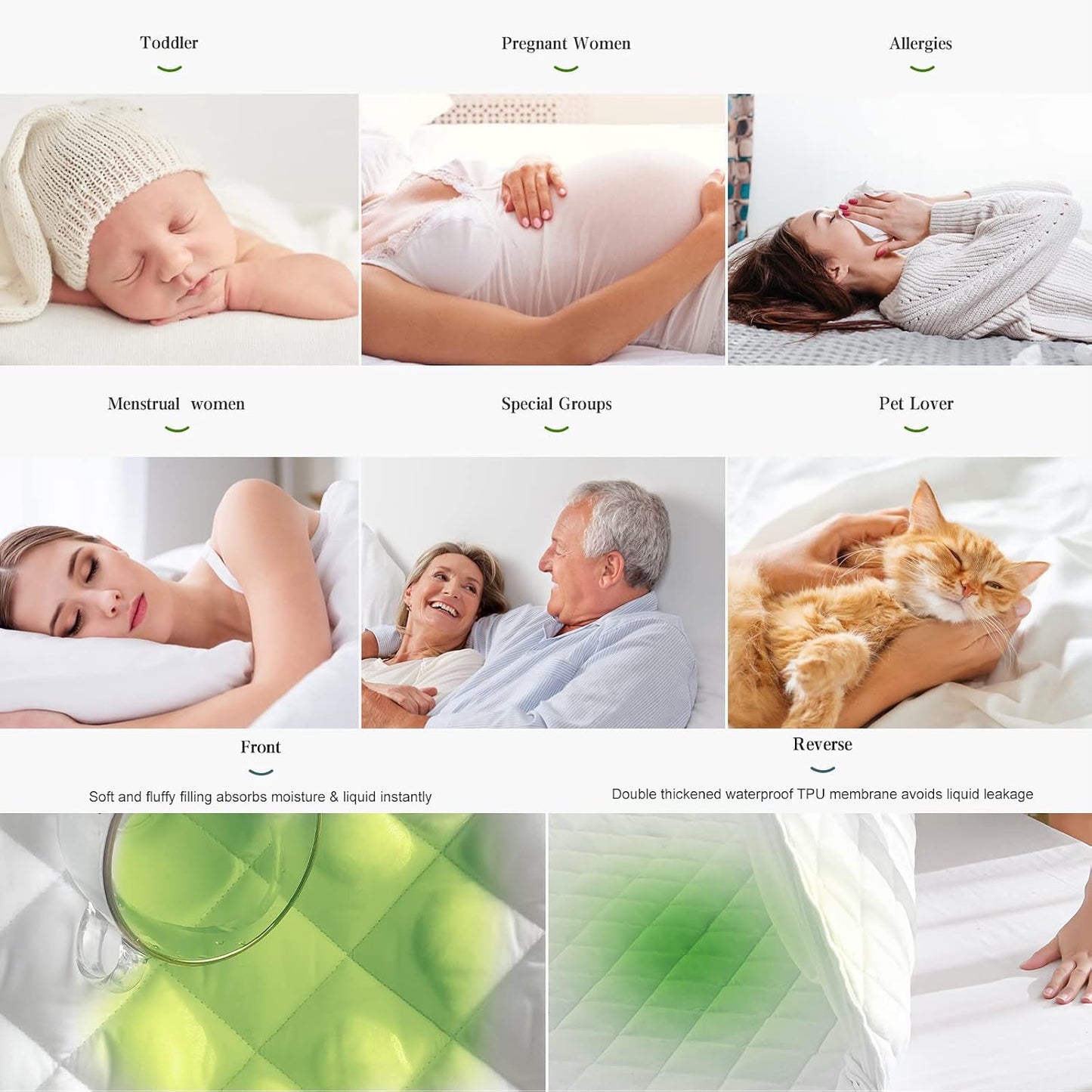 UNILIBRA Queen Mattress Protector Waterproof, Deep Pocket Mattress Pad Cover Fits to 6''-21'', Breathable Hollow Cotton Filling Quilted Mattress Protector for Queen Size