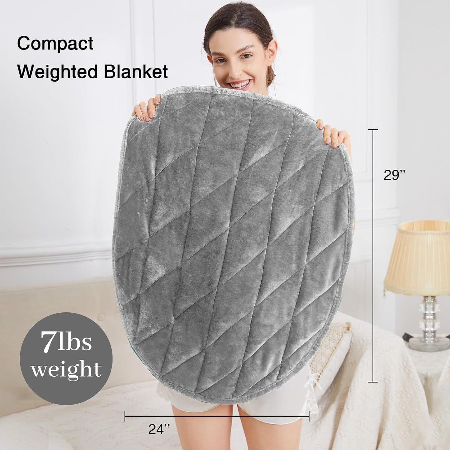 Alomidds Weighted Lap Blanket 7lbs, Cozy Breathable Flannel Weighted Lap Pad for Adults, Small Weighted Blanket for Travel, Couch, Green, 29" x 24"