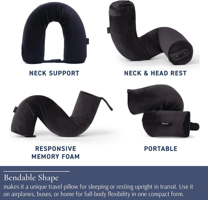 Brookstone Free Form Travel Pillow Lightweight Flexible Memory Foam Pillow