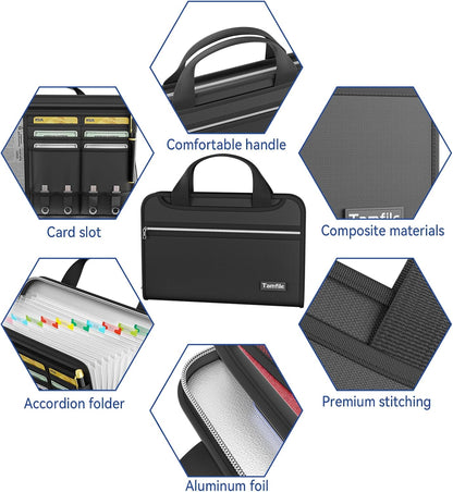 Tamfile Fireproof Accordion File Organizer, Expanding File Folder