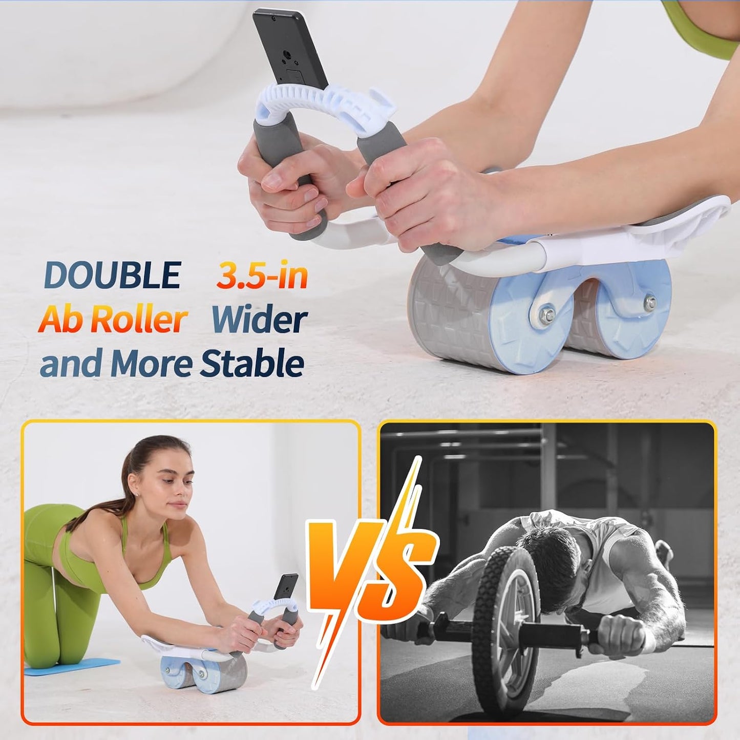 2026 Upgraded Ab Roller Wheel with Knee Mat &Timer | Full-Body Core Strength Training;Elbow Support Ab Wheel for Beginners Men Women;Portable Home Gym Fitness
