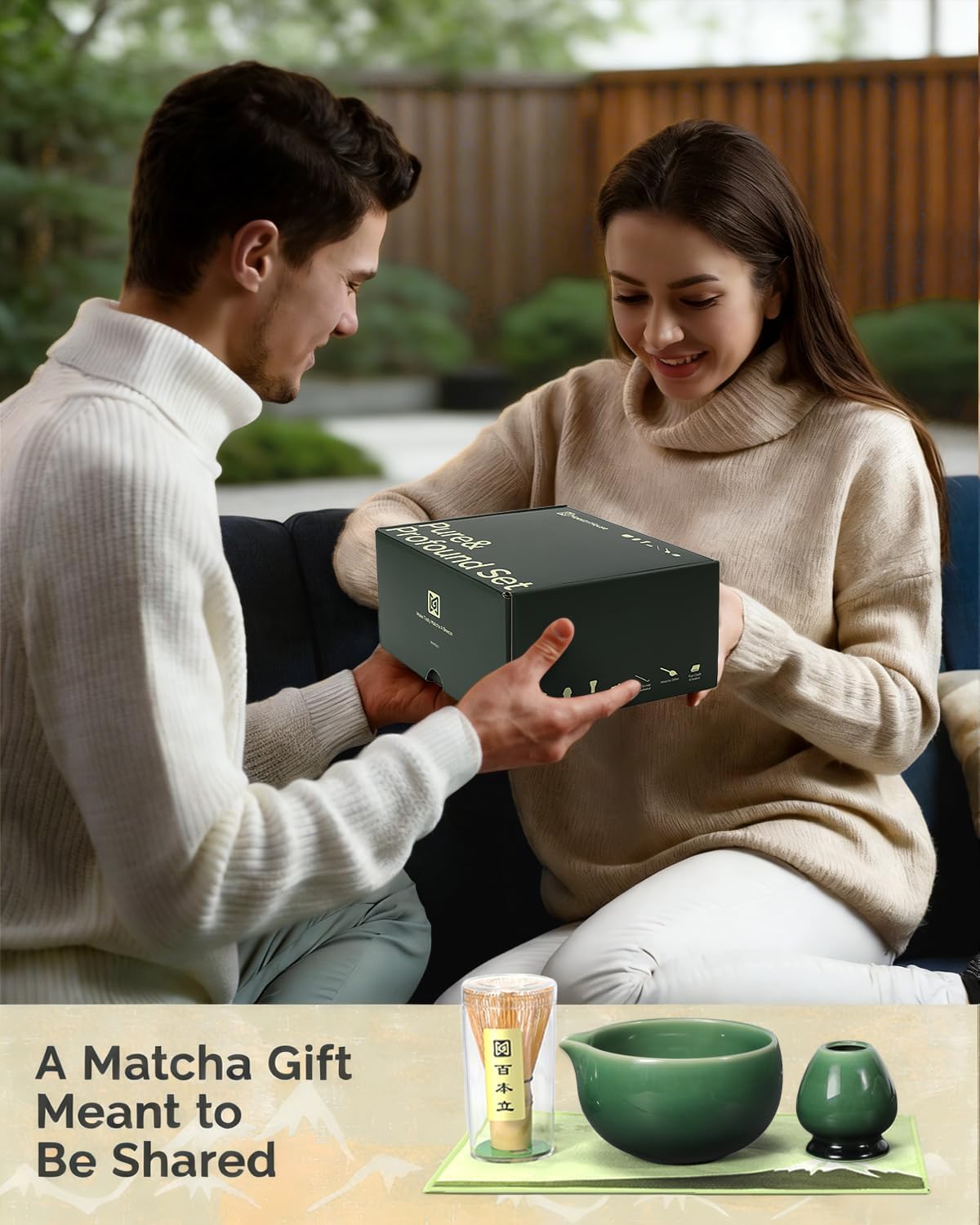 Maestri House Matcha Whisk Set, 7-Pc Complete Matcha Kit with Spouted Ceramic Bowl, Bamboo Whisk and Holder, Scoop, Spoon Rest & Sifter, Tea Cloth – Ideal Gift for Matcha Lovers (Black Stone)