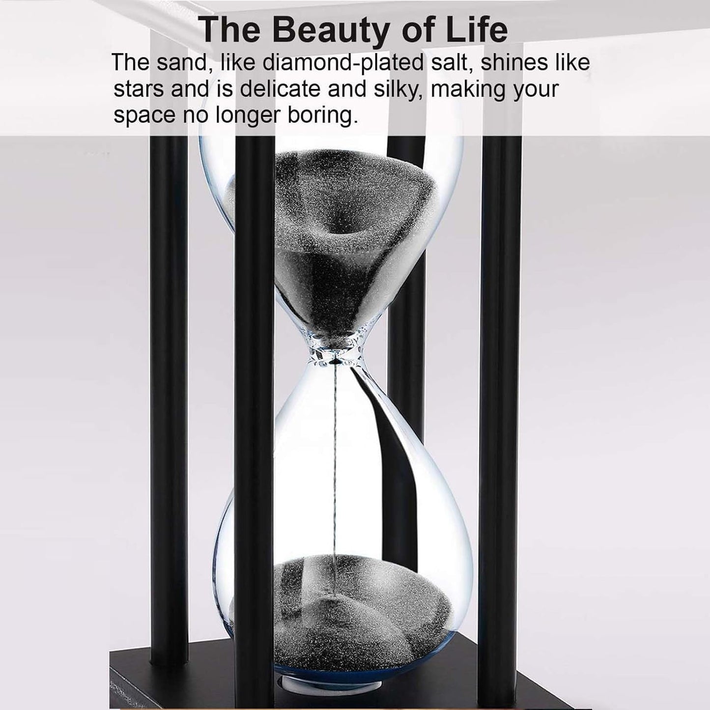 SuLiao Wood Hourglass 30 Minute, Black Wooden Stand Sand Timer Clock, Black Sand Watch 30 Min, Antiguo Reloj De Arena Half Hour, Large Unique Glass Sandglass for Home, Desk, Office Decorative