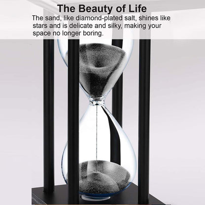 SuLiao Wood Hourglass 30 Minute, Black Wooden Stand Sand Timer Clock, Black Sand Watch 30 Min, Antiguo Reloj De Arena Half Hour, Large Unique Glass Sandglass for Home, Desk, Office Decorative