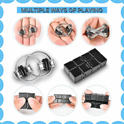 5PC Fidget Toys Adults Set Fidgets for Classroom Must Have Autism Sensory Pack Figette Cube ADHD Special Treasure Prize Tool Stress Relief Desk Cool Gadget for Kid Easter Basket Stuffers for Teen Boys